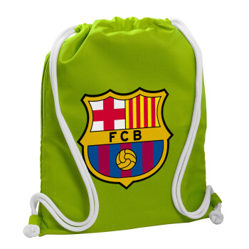 Barcelona FC, Τσάντα πλάτης πουγκί GYMBAG LIME GREEN, με τσέπη (40x48cm) & χονδρά κορδόνια