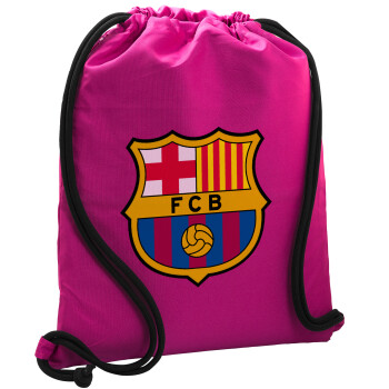 Barcelona FC, Τσάντα πλάτης πουγκί GYMBAG Φούξια, με τσέπη (40x48cm) & χονδρά κορδόνια