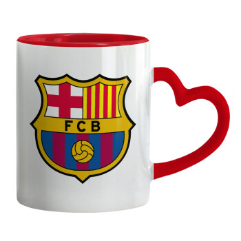 Barcelona FC, Mug heart red handle, ceramic, 330ml