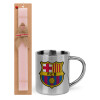 Easter Set, metallic thermal cup (300ml) & aromatic flat Easter candle (30cm) (PINK)