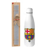 Easter Set, metallic Inox water bottle (700ml) & Easter scented flat candle (30cm) (GRAY)