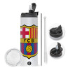 Travel Tumbler 2 Lids, with metal straw & cleaning brush (Stainless steel 304 Food grade, BPA free, 600ml)