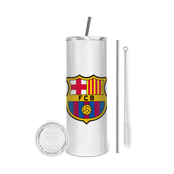 Barcelona FC, Eco friendly stainless steel tumbler 600ml, with metal straw & cleaning brush