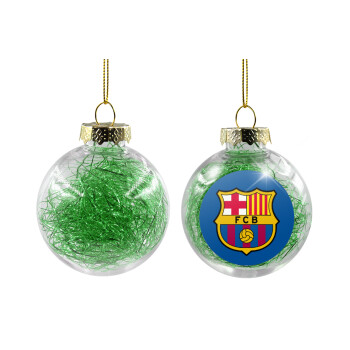 Barcelona FC, Transparent Christmas tree ball ornament with green filling 8cm