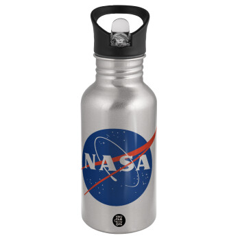 Nasa, Water bottle Silver with straw, stainless steel 500ml