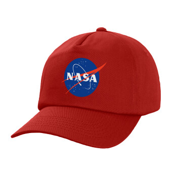 Nasa, Καπέλο παιδικό Baseball, 100% Βαμβακερό Twill, Κόκκινο (ΒΑΜΒΑΚΕΡΟ, ΠΑΙΔΙΚΟ, UNISEX, ONE SIZE)