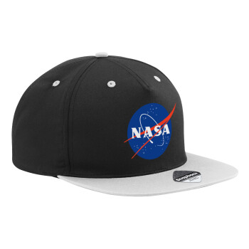 Nasa, Adult Flat Snapback Hat Black/Grey, (100% COTTON TWILL, ADULT, UNISEX, ONE SIZE)