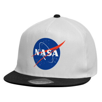 Nasa, Καπέλο παιδικό Flat Snapback, Λευκό (100% ΒΑΜΒΑΚΕΡΟ, ΠΑΙΔΙΚΟ, UNISEX, ONE SIZE)