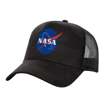 Nasa, Adult Structured Trucker Hat, with Mesh, Dark Army (100% COTTON, ADULT, UNISEX, ONE SIZE)