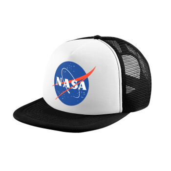 Nasa, Καπέλο παιδικό Soft Trucker με Δίχτυ ΜΑΥΡΟ/ΛΕΥΚΟ (POLYESTER, ΠΑΙΔΙΚΟ, ONE SIZE)