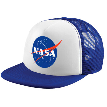 Nasa, Καπέλο παιδικό Soft Trucker με Δίχτυ ΜΠΛΕ/ΛΕΥΚΟ (POLYESTER, ΠΑΙΔΙΚΟ, ONE SIZE)