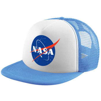 Nasa, Καπέλο παιδικό Soft Trucker με Δίχτυ ΓΑΛΑΖΙΟ/ΛΕΥΚΟ (POLYESTER, ΠΑΙΔΙΚΟ, ONE SIZE)