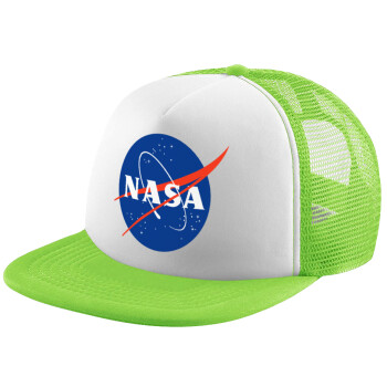 Nasa, Καπέλο παιδικό Soft Trucker με Δίχτυ ΠΡΑΣΙΝΟ/ΛΕΥΚΟ (POLYESTER, ΠΑΙΔΙΚΟ, ONE SIZE)