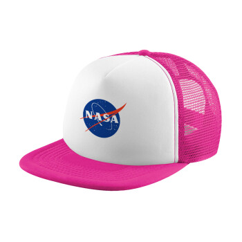 Nasa, Καπέλο παιδικό Soft Trucker με Δίχτυ ΡΟΖ/ΛΕΥΚΟ (POLYESTER, ΠΑΙΔΙΚΟ, ONE SIZE)