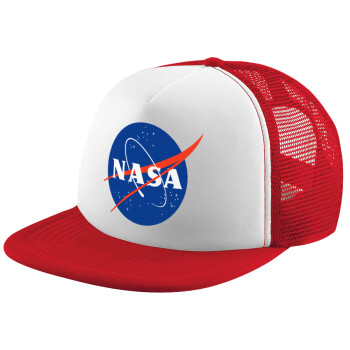 Nasa, Καπέλο παιδικό Soft Trucker με Δίχτυ ΚΟΚΚΙΝΟ/ΛΕΥΚΟ (POLYESTER, ΠΑΙΔΙΚΟ, ONE SIZE)