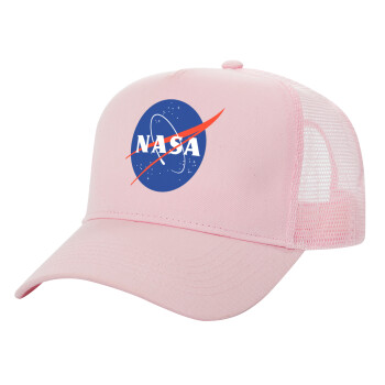 Nasa, Adult Structured Trucker Hat, with Mesh, PINK (100% COTTON, ADULT, UNISEX, ONE SIZE)