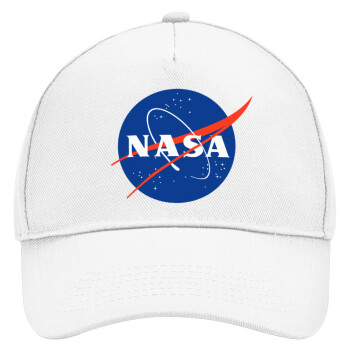 Nasa, Adult Baseball Cap, Drill, White (100% COTTON, ADULT, UNISEX, ONE SIZE)