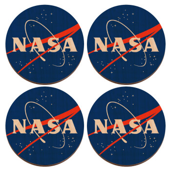 Nasa, ΣΕΤ x4 Σουβέρ ξύλινα στρογγυλά plywood (9cm)