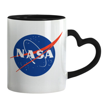 Nasa, Mug heart black handle, ceramic, 330ml