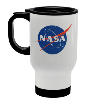 Nasa, Stainless steel travel mug with lid, double wall white 450ml