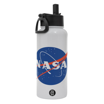 Nasa, Metal mug thermo White with Straw and Spout Lid (Stainless steel), double wall, 950ml