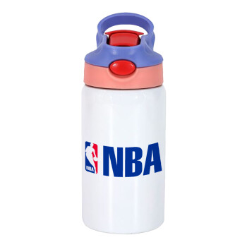 NBA, Children's hot water bottle, stainless steel, with safety straw, pink/purple (350ml)