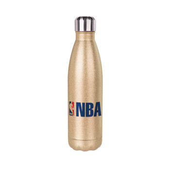 NBA, Glitter gold stainless steel thermos bottle, double-walled, 500ml