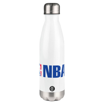 NBA, Μεταλλικό παγούρι θερμός Λευκό (Stainless steel), διπλού τοιχώματος, 500ml