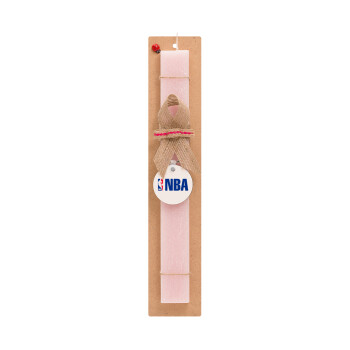 NBA, Easter Set, wooden keychain & scented flat Easter candle (30cm) (PINK)