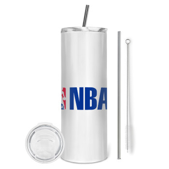 NBA, Eco friendly stainless steel tumbler 600ml, with metal straw & cleaning brush