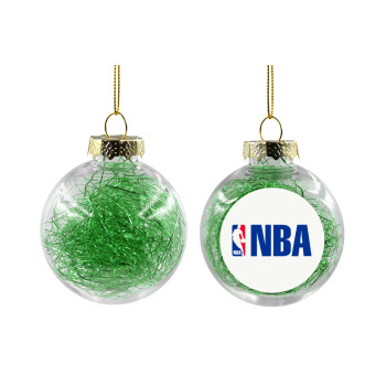 NBA, Transparent Christmas tree ball ornament with green filling 8cm