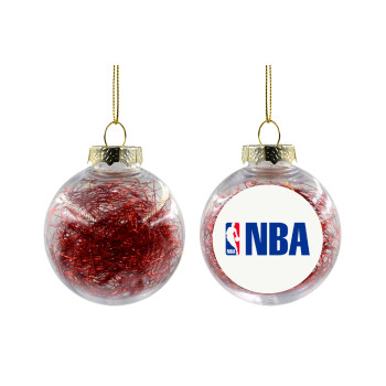 NBA, Transparent Christmas tree ball ornament with red filling 8cm