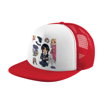 Wednesday and Enid Sinclair, Children's Soft Trucker Hat with Red/White Mesh (POLYESTER, CHILDREN'S, ONE SIZE)