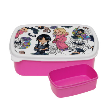 Wednesday and Enid Sinclair, ΡΟΖ παιδικό δοχείο φαγητού (lunchbox) πλαστικό (BPA-FREE) Lunch Βox M18 x Π13 x Υ6cm