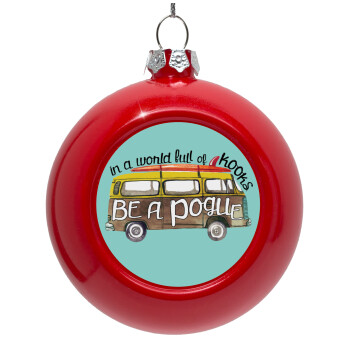 Outerbanks Pogue Life, Red Christmas tree ornament bauble 8cm