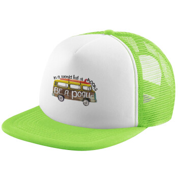 Outerbanks Pogue Life, Adult Soft Trucker Hat with Mesh GREEN/WHITE (POLYESTER, ADULT, ONE SIZE)