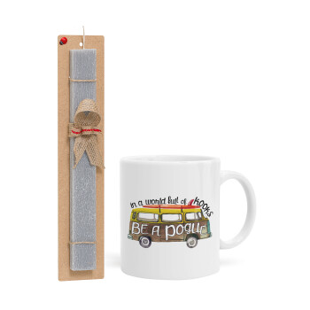 Outerbanks Pogue Life, Easter Set, Ceramic Cup (330ml) & Easter aromatic flat candle (30cm) (GRAY)