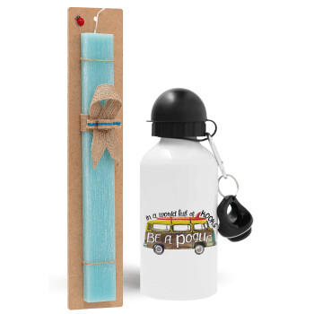 Outerbanks Pogue Life, Easter Set, metallic aluminum water bottle (500ml) & scented flat candle (30cm) (TURQUOISE)