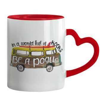 Outerbanks Pogue Life, Mug heart red handle, ceramic, 330ml