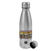 Metallic water bottle, stainless steel, 750ml