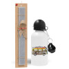 Easter Set, metallic aluminum water bottle (500ml) & aromatic flat Easter candle (30cm) (GRAY)