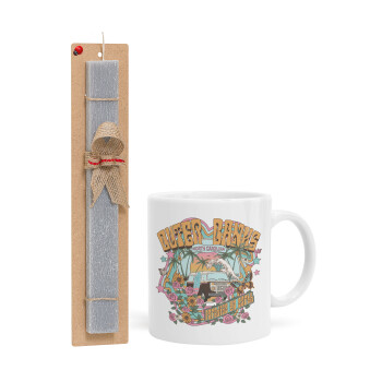 Outerbanks paradise on earth, Easter Set, Ceramic Cup (330ml) & Easter aromatic flat candle (30cm) (GRAY)