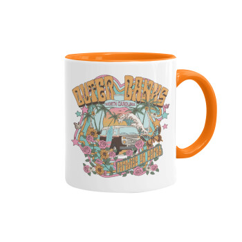 Outerbanks paradise on earth, Mug colored orange, ceramic, 330ml