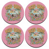 SET of 4 round wooden coasters (9cm)