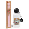 Easter Set, metallic aluminum bottle (500ml) & aromatic flat Easter candle (30cm) (PINK)