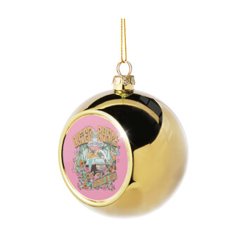 Outerbanks paradise on earth, Golden Christmas tree ball ornament 8cm