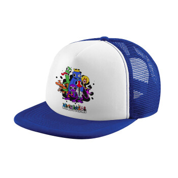 Rainbow friends, Child's Soft Trucker Hat with Blue/White Mesh (POLYESTER, CHILD, ONE SIZE)