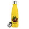 Yellow Stainless Steel Metallic Thermos, double-walled, 500ml