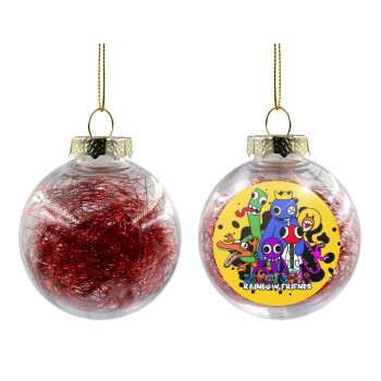 Rainbow friends, Transparent Christmas tree ball ornament with red filling 8cm