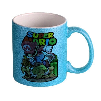 Super mario Jump, Κούπα Σιέλ Glitter που γυαλίζει, κεραμική, 330ml